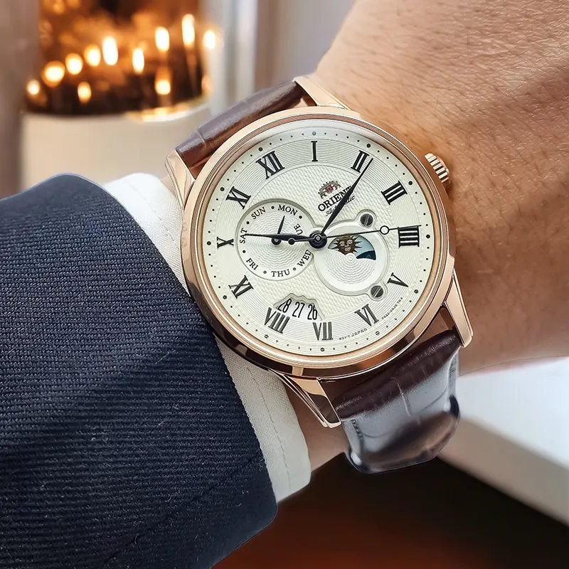 Orient Sun & Moon Automatic White Dial Men's Watch- RA-AK0007S